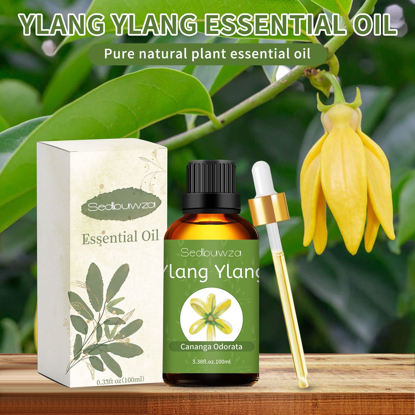 Sedbuwza Ylang Ylang Essential Oil - 100% Pure, 3.38 oz Aromatherapy Oil