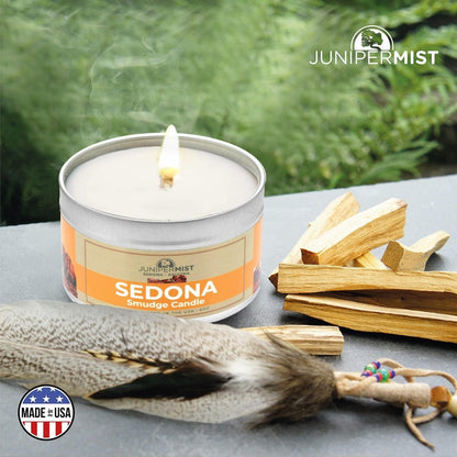 Sedona Smudge Candle (6oz) – Awaken The Spirit, Energy Cleansing & Protection | Sage, Cedar & Sweetgrass – Made in USA