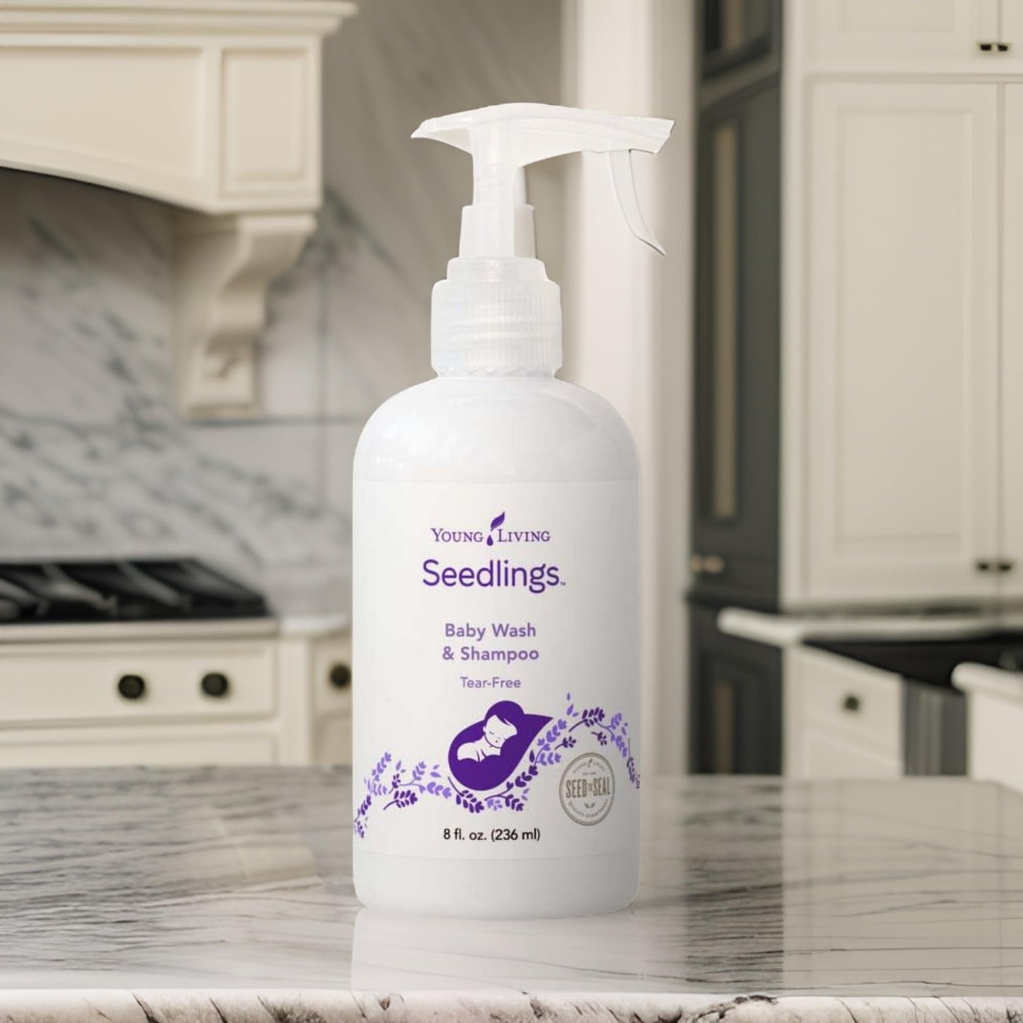 Young Living Seedlings Baby Wash & Shampoo 8 oz | Gentle Baby Bath & Nighttime Skincare
