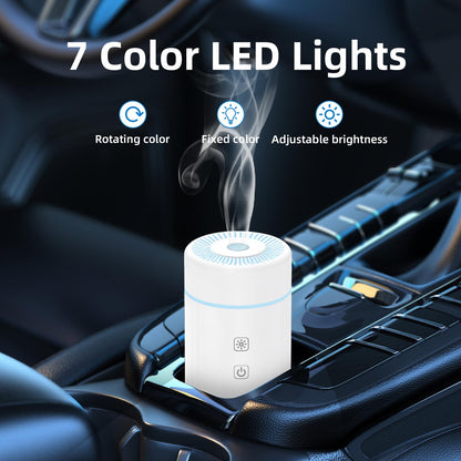 SEEDSEEL 100ML Car Essential Oil Diffuser – Cordless, Rechargeable, 7 LED Colors (White)