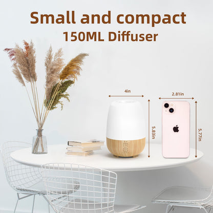 SEEDSEEL 150ML Cordless Essential Oil Diffuser - 6000mAh Battery, 7 LED Lights