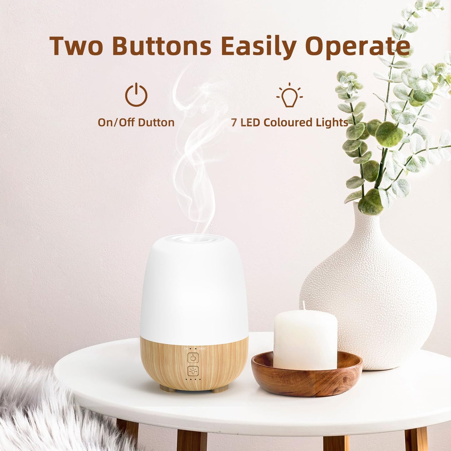 SEEDSEEL 150ML Cordless Essential Oil Diffuser - 6000mAh Battery, 7 LED Lights