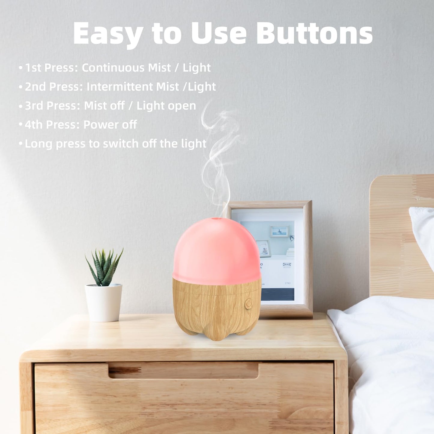 SEEDSEEL 150ML Rechargeable Essential Oil Diffuser – Cordless Aromatherapy with 7 LED Colors