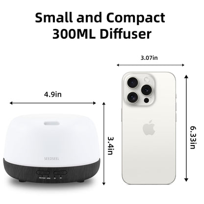 SEEDSEEL 300ML Essential Oil Diffuser with Remote | 7-Color LED Lights for Small Rooms