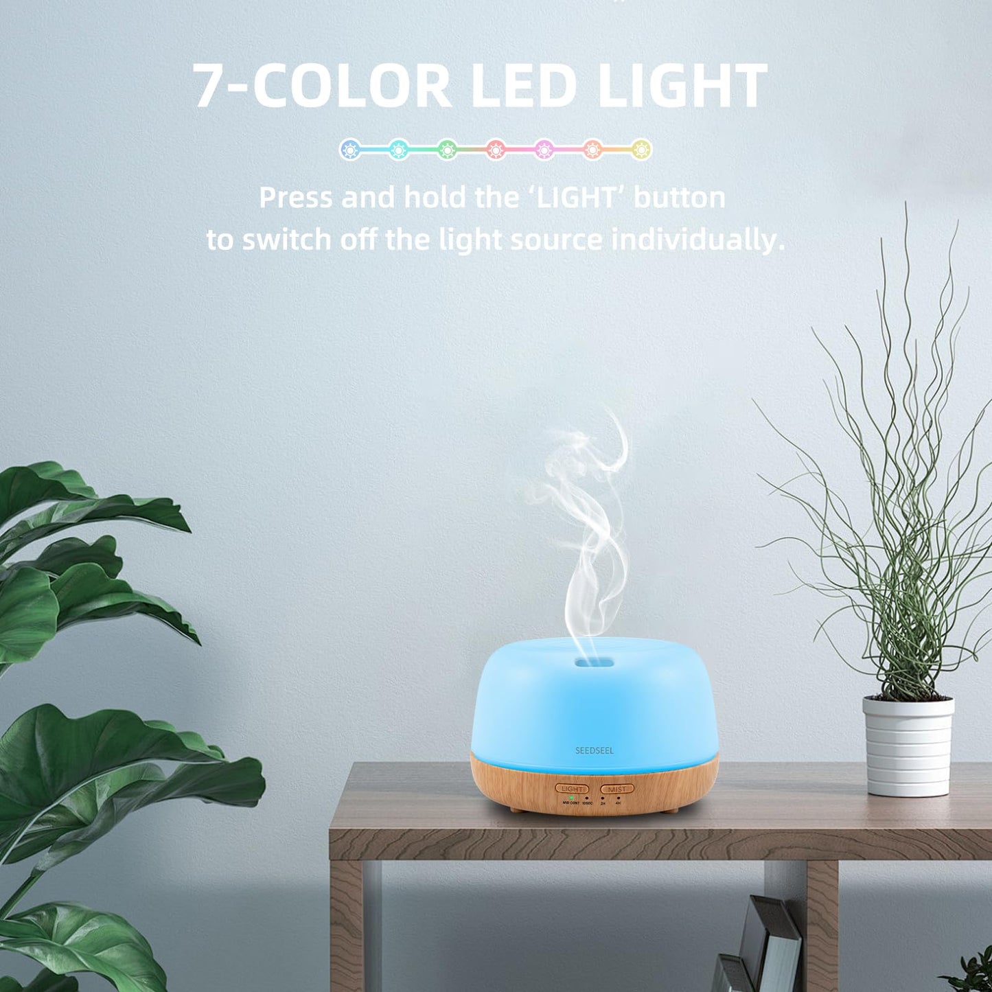SEEDSEEL 300ML Essential Oil Diffuser – 7-Color LEDs, Remote
