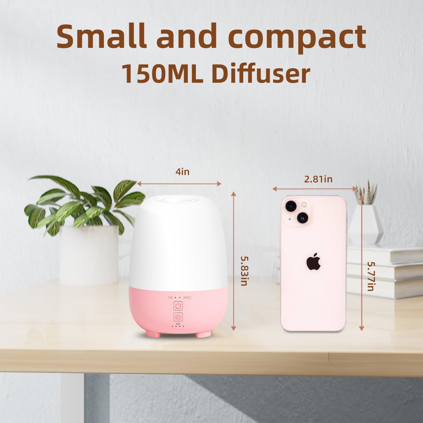 SEEDSEEL Cordless Essential Oil Diffuser 150ML – Portable USB-C Diffuser with 7 LED Lights