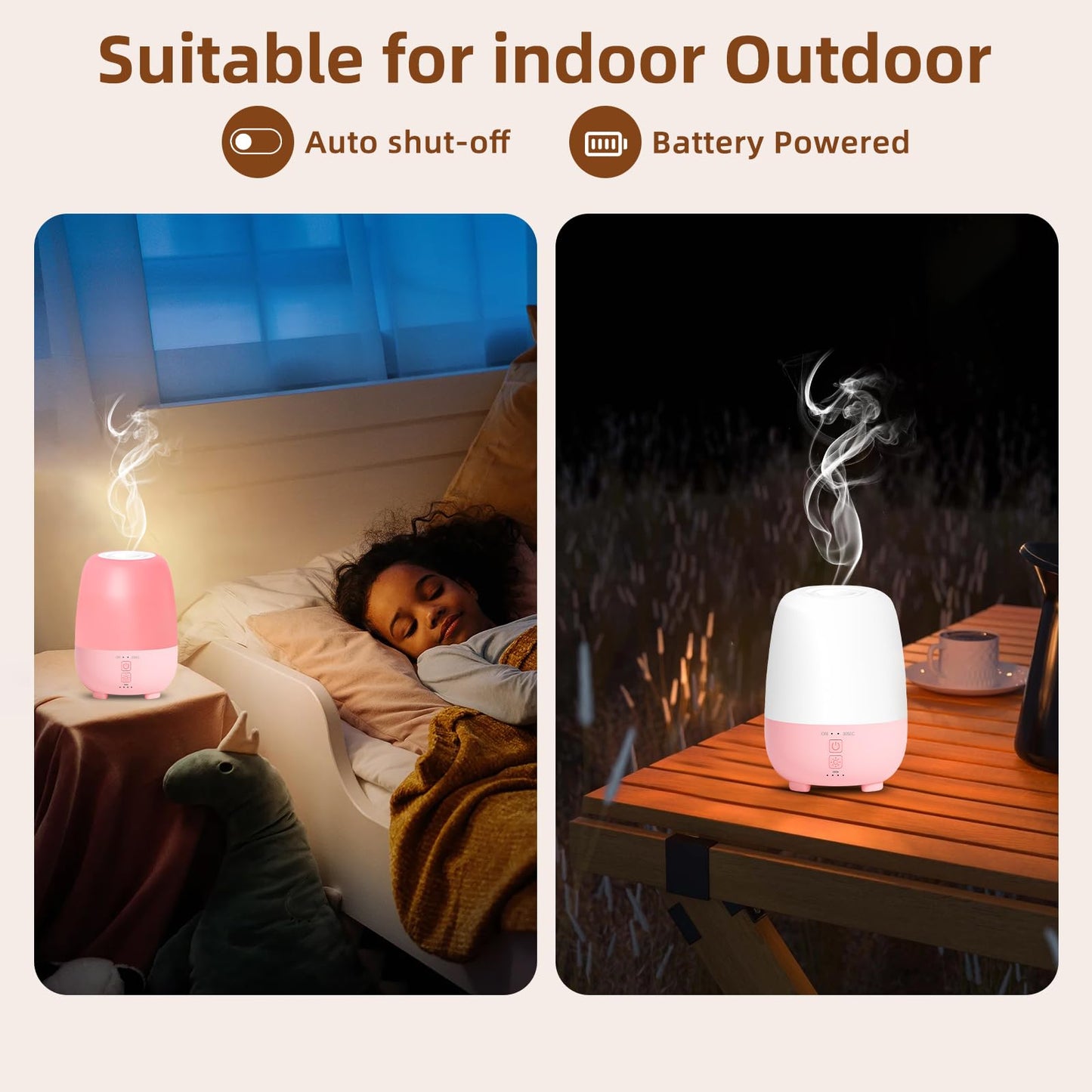 SEEDSEEL Cordless Essential Oil Diffuser 150ML – Portable USB-C Diffuser with 7 LED Lights
