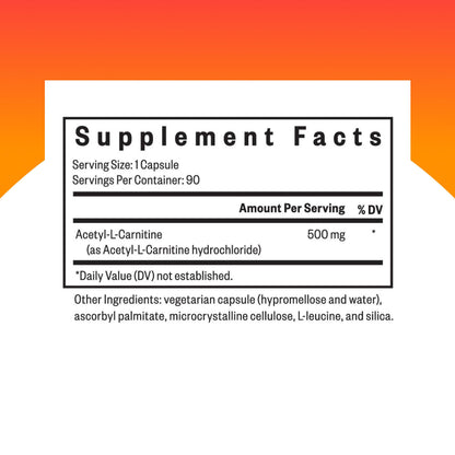Seeking Health Acetyl-L-Carnitine 500 mg – 90 Capsules | Energy, Fat Metabolism & Memory