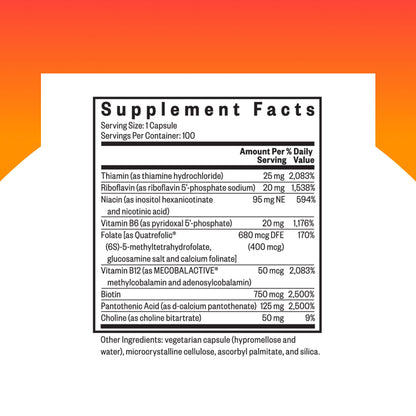 Seeking Health B Complex Plus – B Vitamin Complex with Choline & Riboflavin, 100 Capsules
