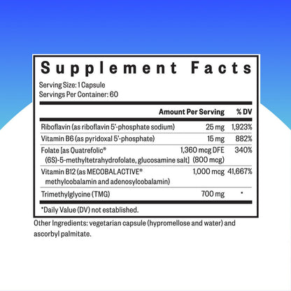 Seeking Health Homocysteine Nutrients - L-Methylfolate & B Vitamins - 60 Capsules