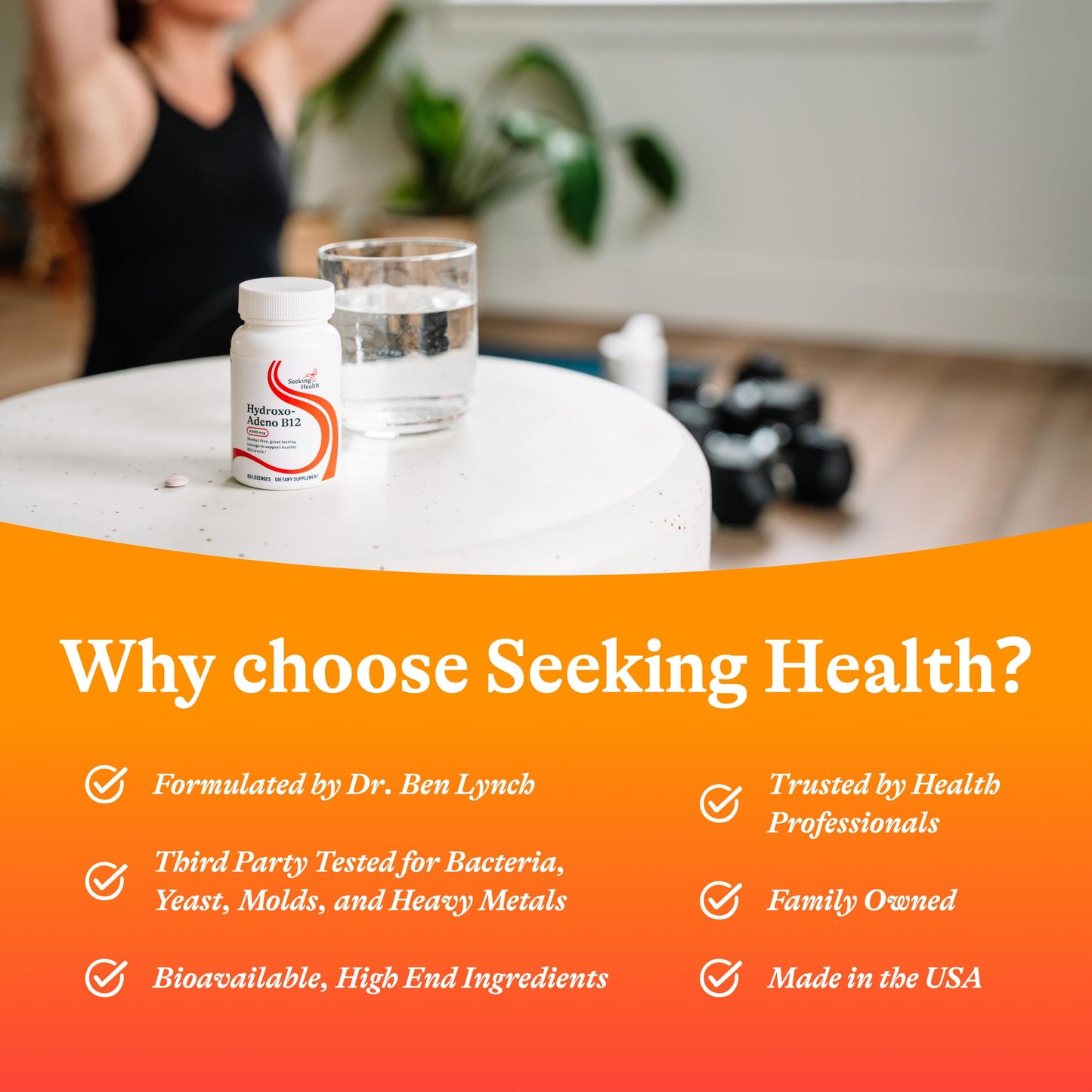 Seeking Health Hydroxo-Adeno B12 2000 mcg Methyl-Free – Energy, Focus, Methylation Support, Detox | Vegan, Vegetarian (60 Lozenges)
