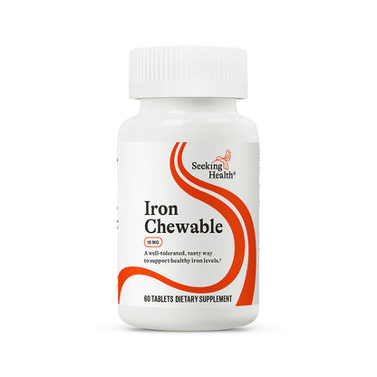 Seeking Health Iron Chewable – 10 mg Iron for Energy & Metabolism (60 Tablets)