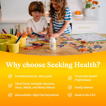 Seeking Health Kids Optimal Focus – Calming Supplement for Children | Focus, Sleep & Healthy Mindset | 60 Chewable Tablets (30 Servings)