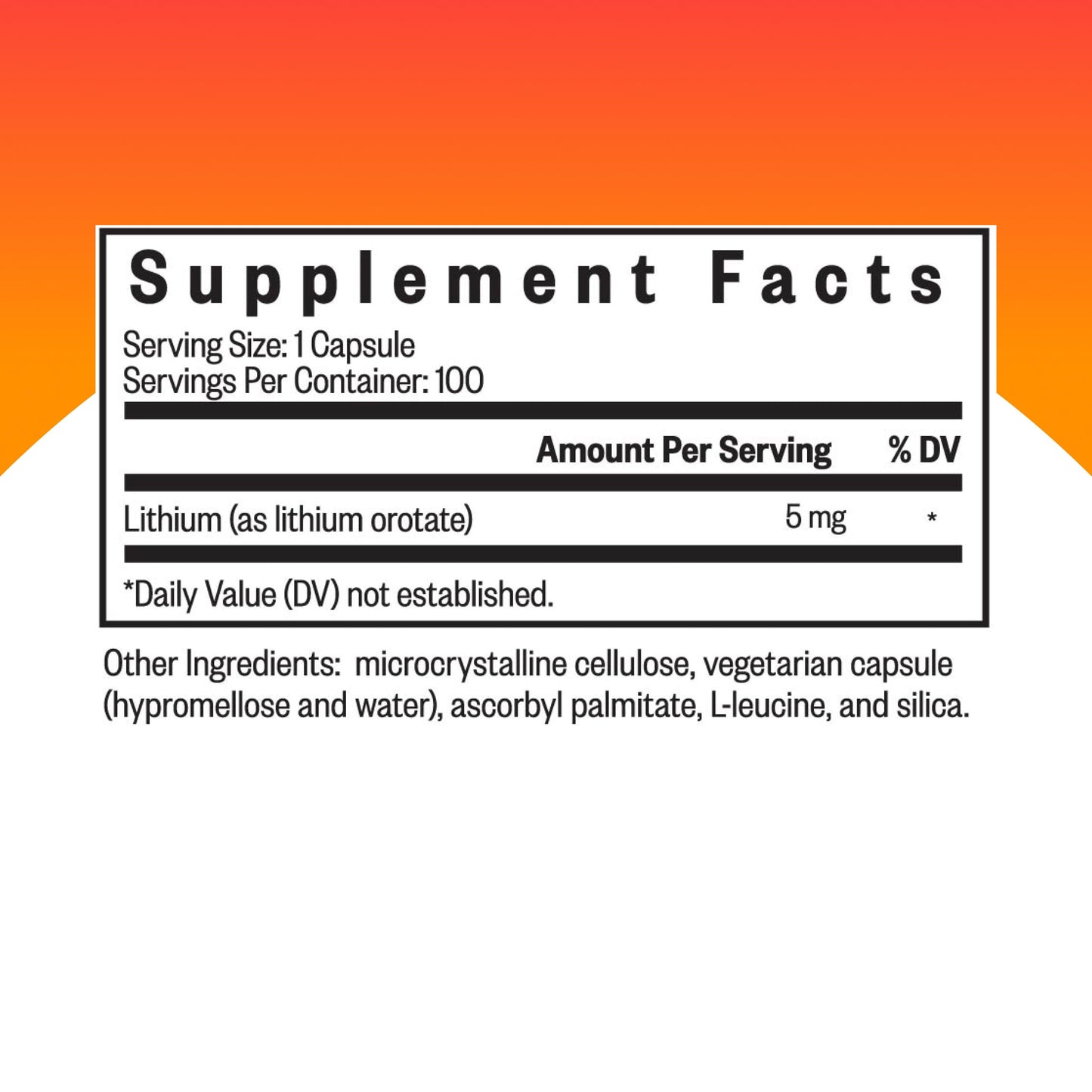 Seeking Health Lithium Orotate – Brain Health & Memory Support | 5 mg Li, 100 Capsules
