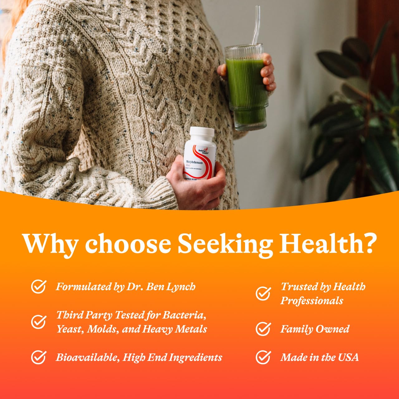 Seeking Health Molybdenum 500 mcg Glycinate Chelate — Detox, Metabolism & Iron Support (Pack of 2)