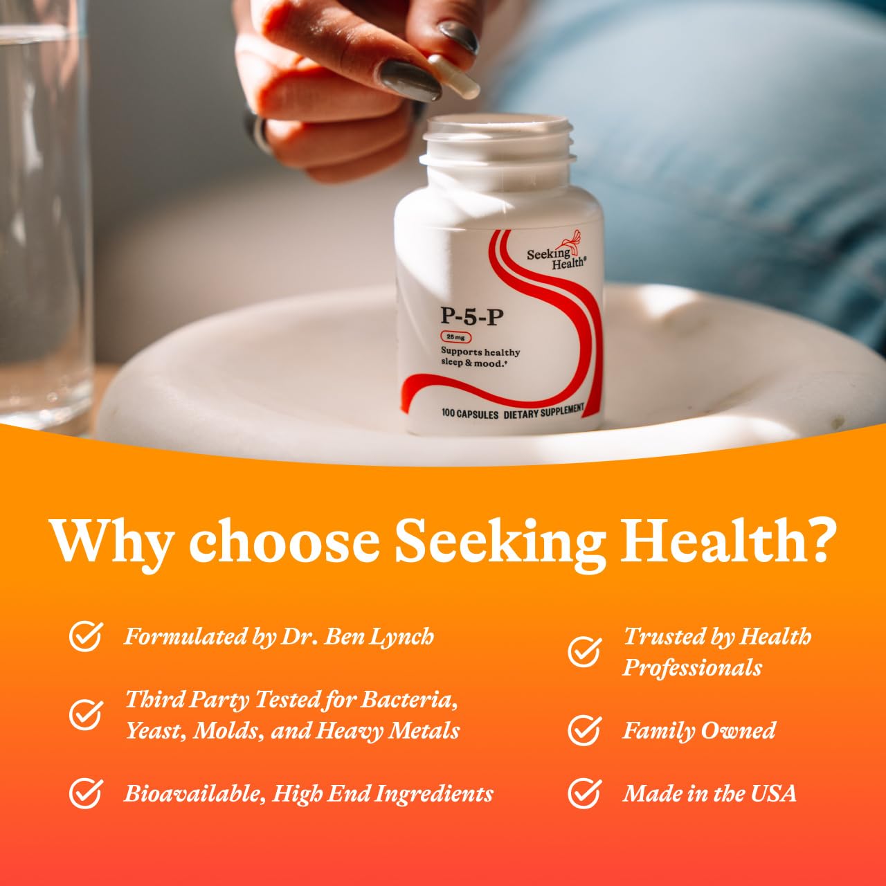 Seeking Health P-5-P (Pyridoxal 5-Phosphate) – Immune Support & Metabolism (Vitamin B6-25) 100 Capsules