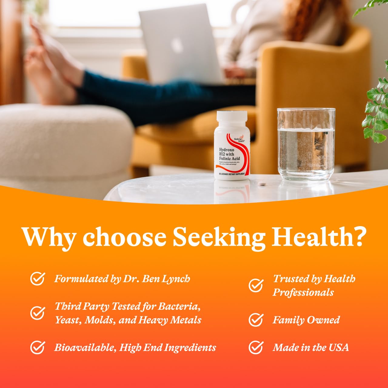 Hydroxo B12 with Folinic Acid – Heart Health Vitamin B12 | 60 Lozenges