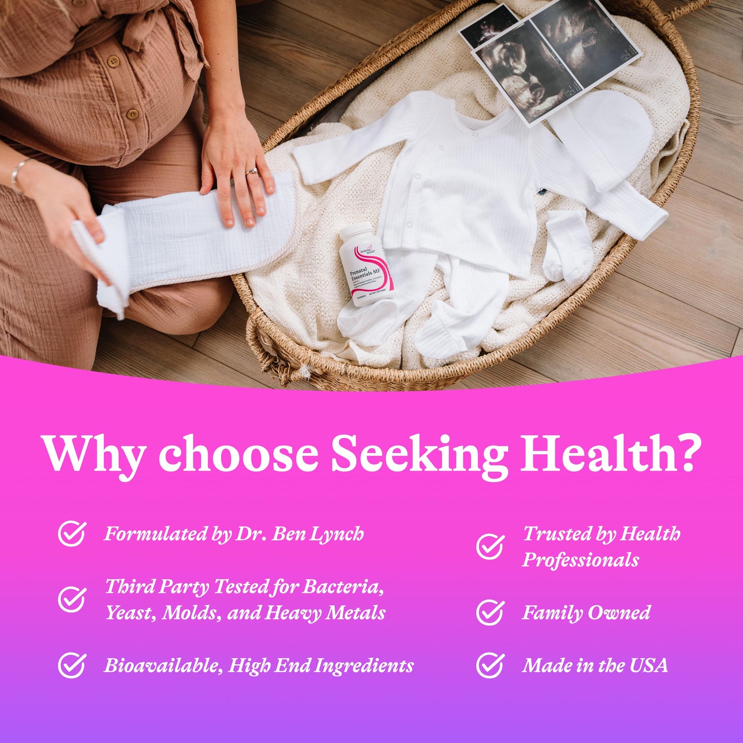 Seeking Health Prenatal Essentials MF – Methyl-Free Prenatal Vitamin for Brain Development & Methylation