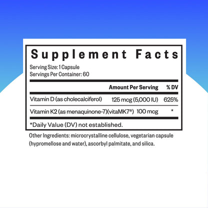 Seeking Health Vitamin D3 + K2 – Immune & Bone Health (Vegetarian), 60 Capsules