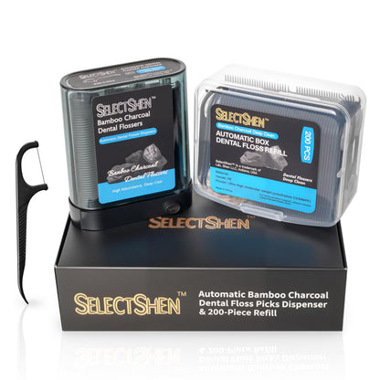 SelectShen Bamboo Charcoal Dental Floss Dispenser – 288 Total Flossers