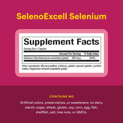 Natural Factors SelenoExcell Selenium 200 mcg – Antioxidant & Immune Support, 90 Capsules