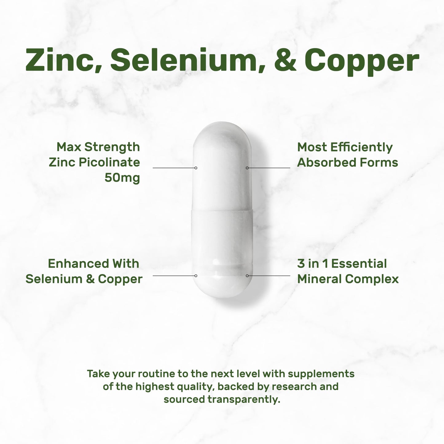Zinc Picolinate 50mg with Selenium & Copper – 240 Capsules (8 Months) | Immune Support
