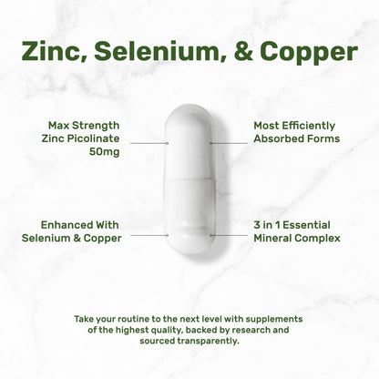 Zinc Picolinate 50mg with Selenium & Copper – 240 Capsules (8 Months) | Immune Support