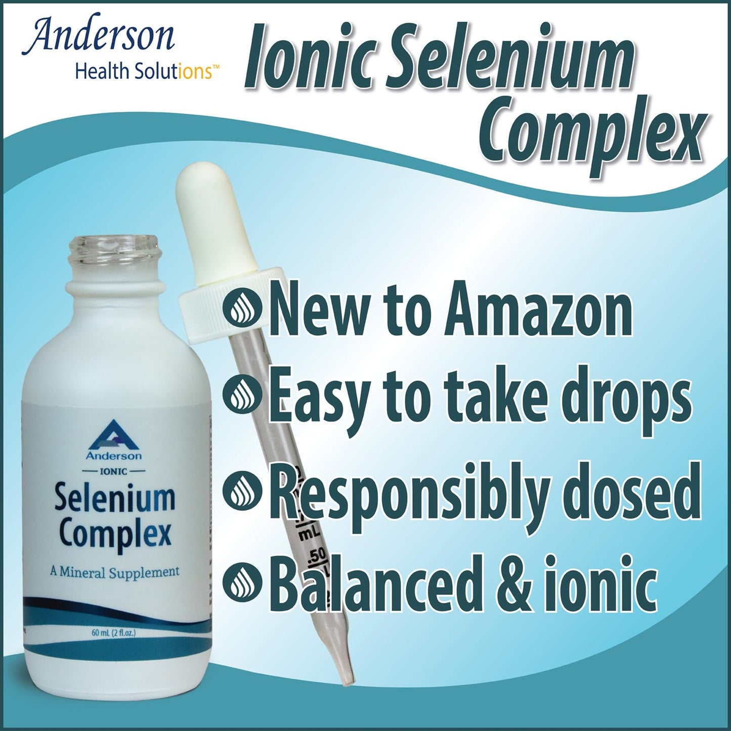 Anderson Ionic Selenium Complex – Liquid Selenium Drops for Thyroid & Immune Support | 2 fl oz, 40 Servings