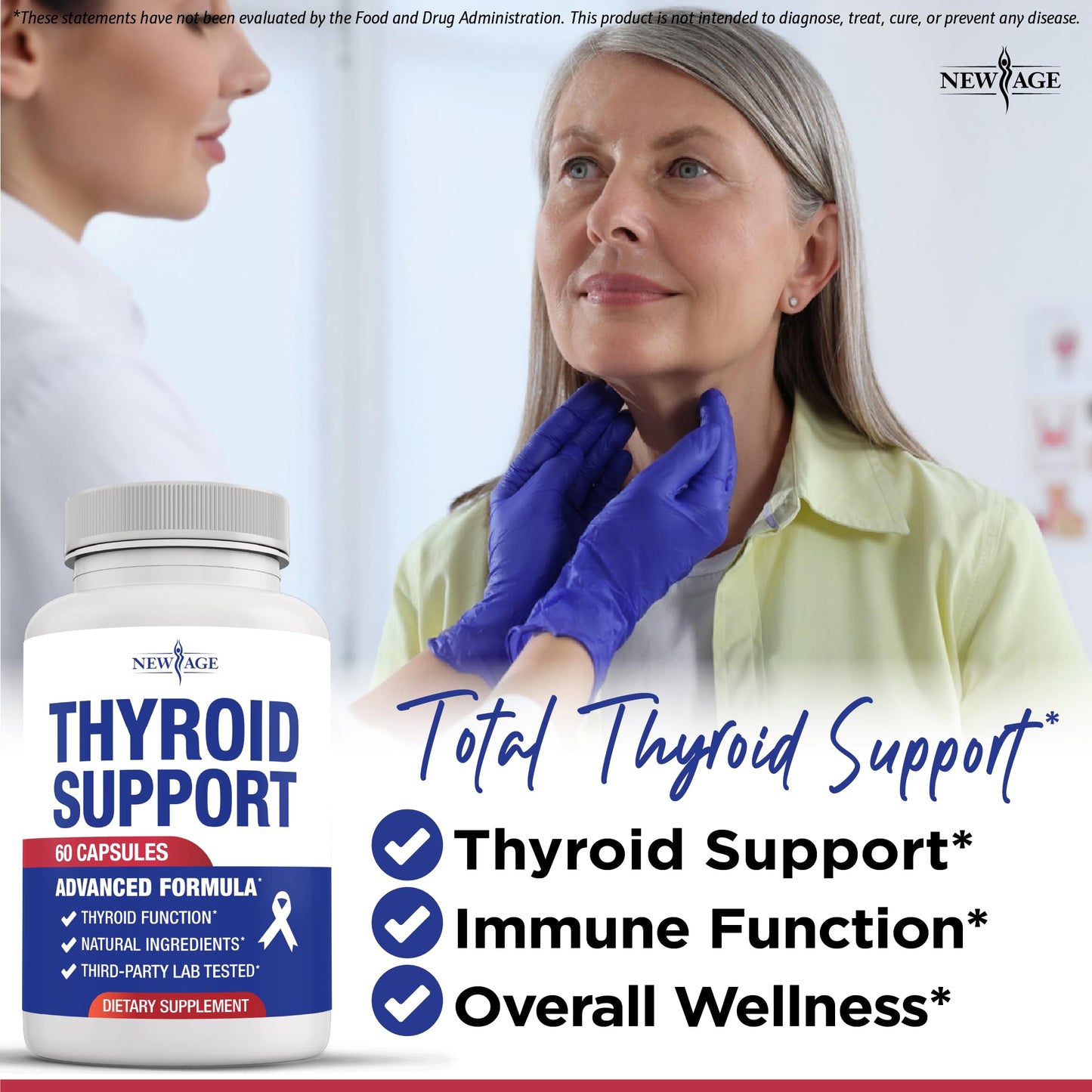 Thyroid Support Supplement for Women & Men - Iodine, Zinc, Selenium | Non-GMO, Vegetarian - 120 Count