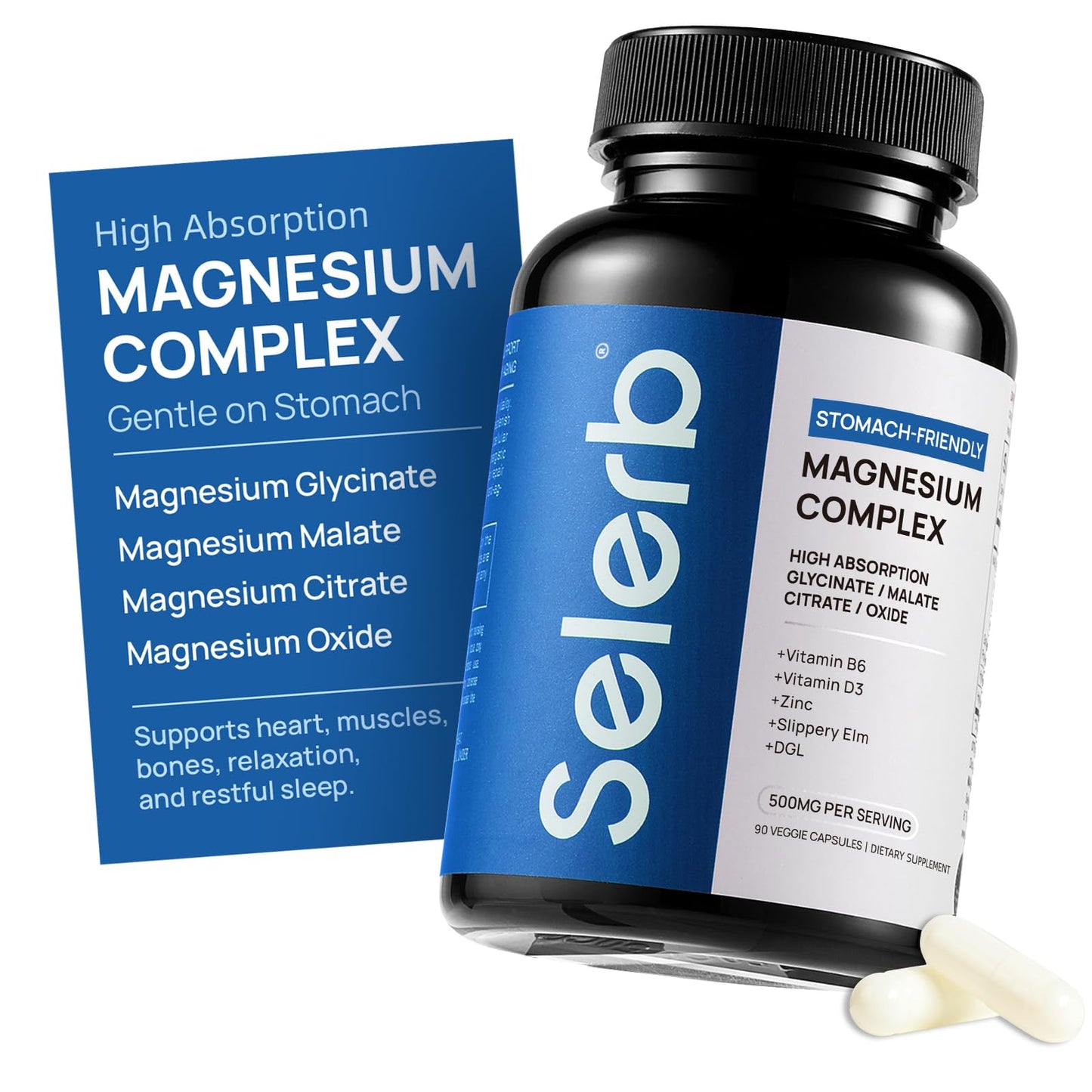 Selerb Magnesium Complex for Women & Men - Sleep, Calm, Muscle & Energy (90 Capsules)