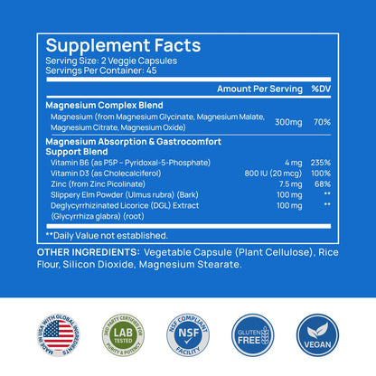 Selerb Magnesium Complex for Women & Men - Sleep, Calm, Muscle & Energy (90 Capsules)