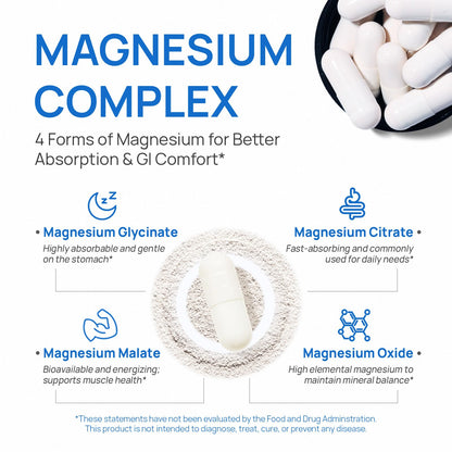 Selerb Magnesium Complex for Women & Men - Sleep, Calm, Muscle & Energy (90 Capsules)