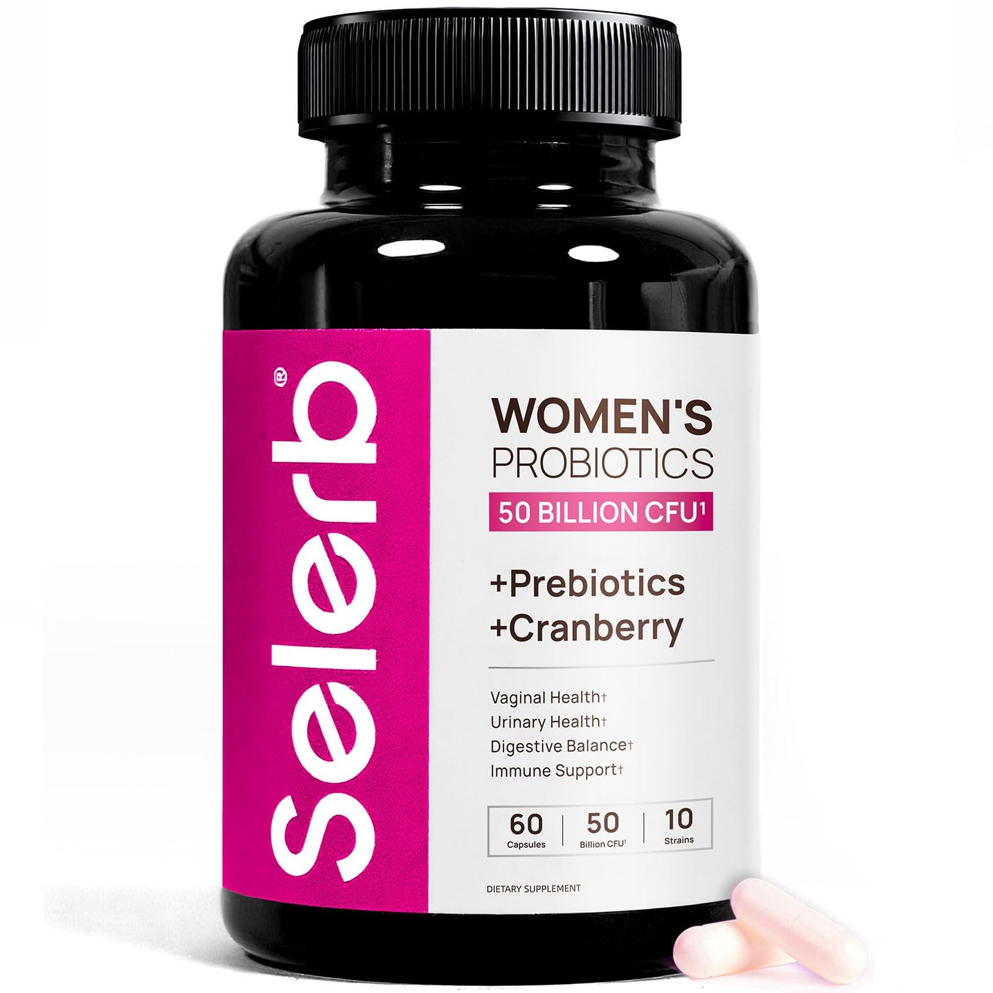 Selerb Vaginal Probiotics for Women - 50B CFU, Cranberry Prebiotics & 60 Capsules