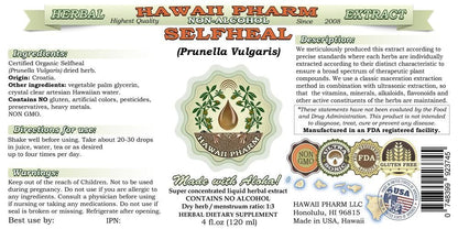 Selfheal Alcohol-Free Liquid Extract | Organic Selfheal Glycerite (Prunella Vulgaris) 2 fl oz - Hawaii Pharm, USA