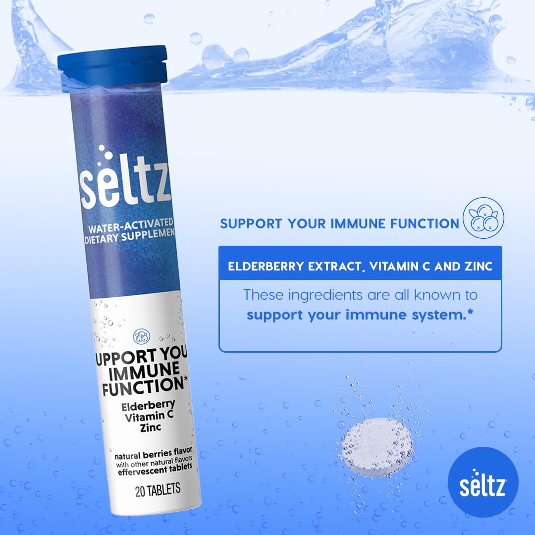 Seltz Berry Immune Support – Effervescent Vitamins with Vitamin C, Elderberry & Zinc (20 Tablets)