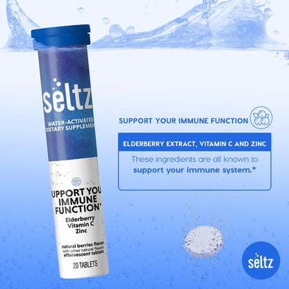 Seltz Berry Immune Support – Effervescent Vitamins with Vitamin C, Elderberry & Zinc (20 Tablets)