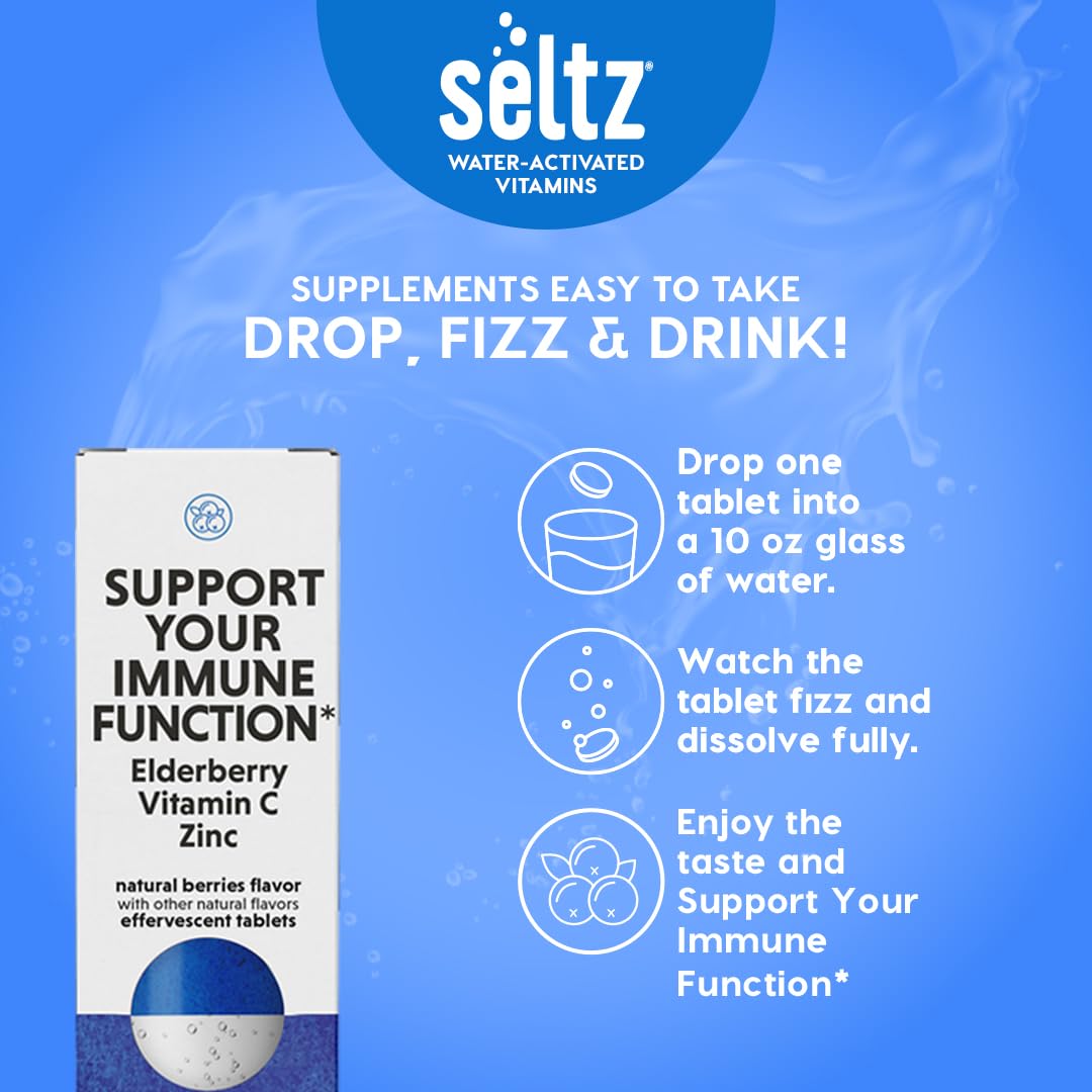 Seltz Berry Immune Support – Effervescent Vitamins with Vitamin C, Elderberry & Zinc (20 Tablets)