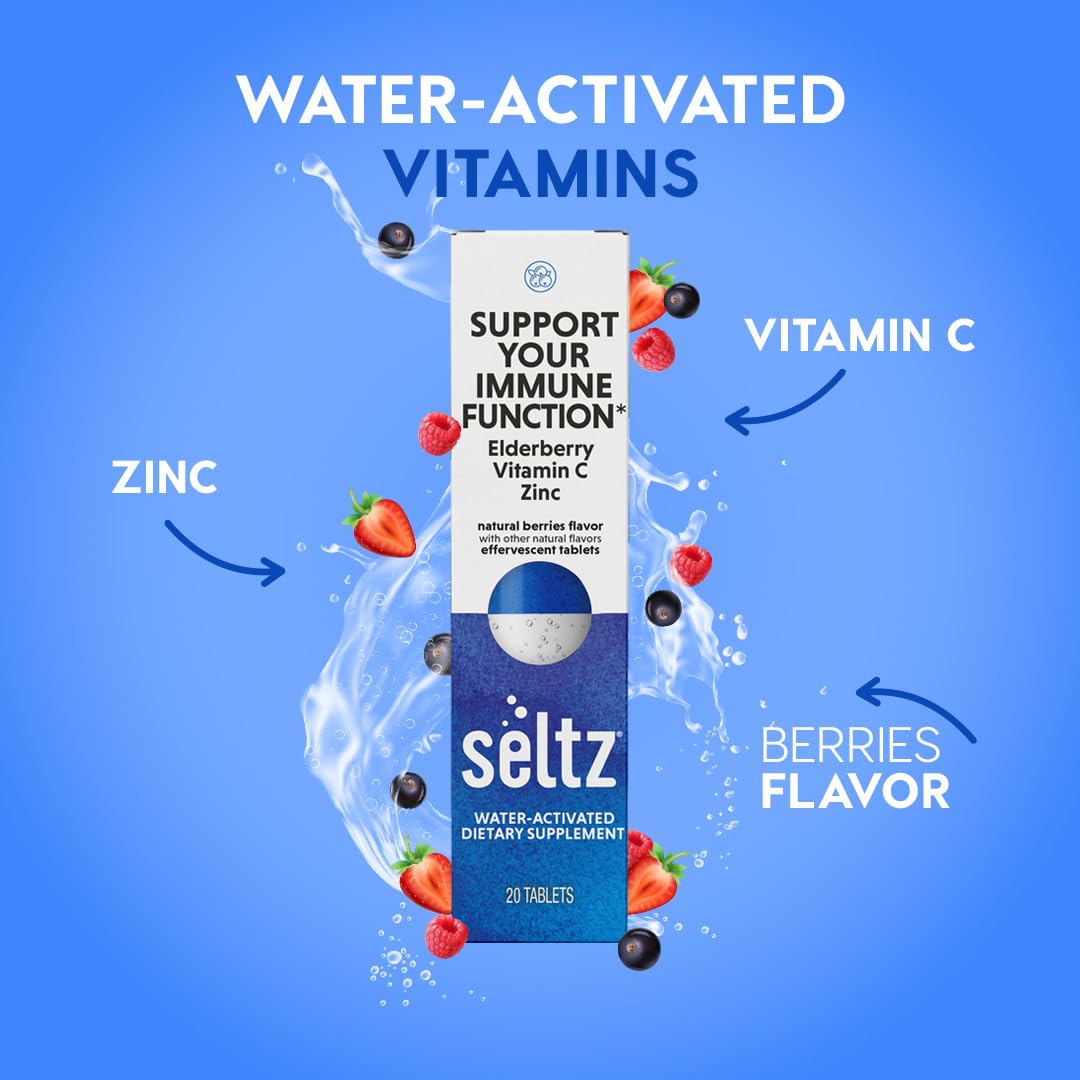 Seltz Berry Immune Support – Effervescent Vitamins with Vitamin C, Elderberry & Zinc (20 Tablets)