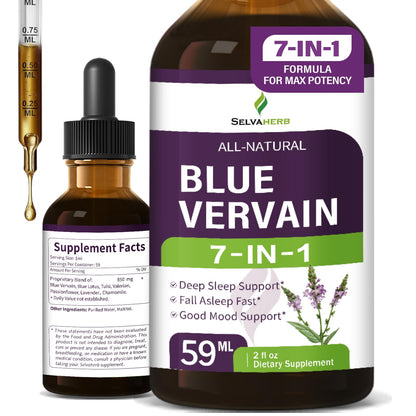 Selvaherb Blue Vervain Drops, Organic Sleep Support & Mood Tincture (2oz)