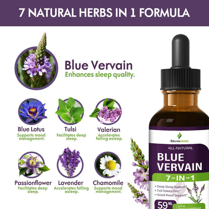 Selvaherb Blue Vervain Drops, Organic Sleep Support & Mood Tincture (2oz)