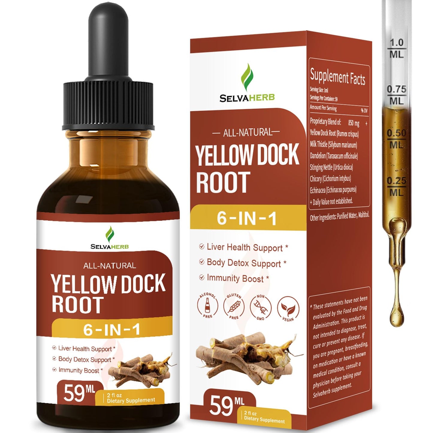 Selvaherb Yellow Dock Root Drops – Liver Health & Detox (2oz)