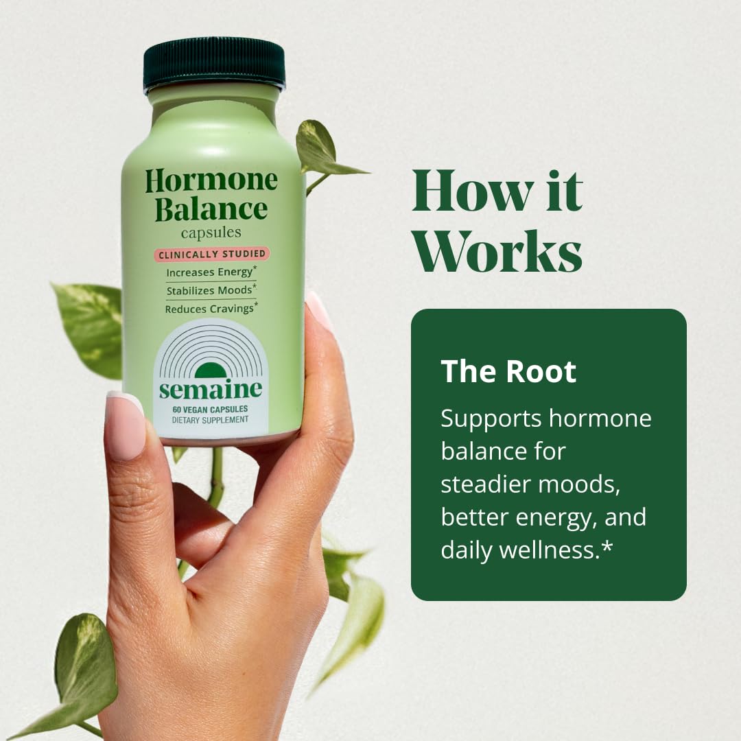 Semaine Daily Hormone Balance – Vegan Capsule for Clearer Skin, Balanced M moods & Deeper Sleep (60 ct)