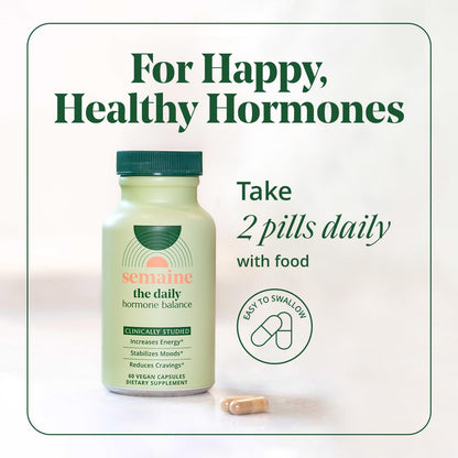 Semaine Daily Hormone Balance – Vegan Capsule for Clearer Skin, Balanced M moods & Deeper Sleep (60 ct)