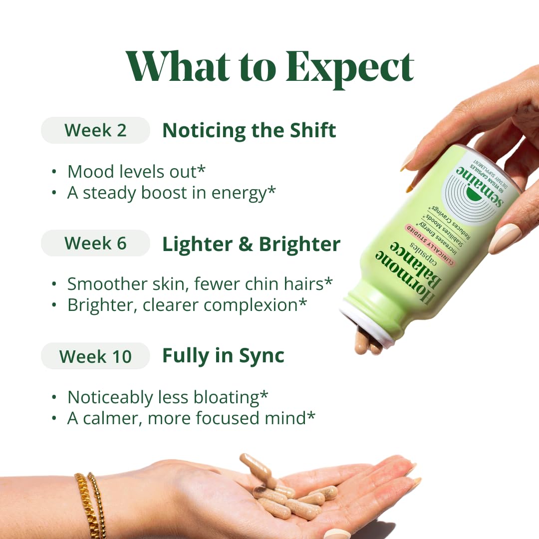 Semaine Daily Hormone Balance – Vegan Capsule for Clearer Skin, Balanced M moods & Deeper Sleep (60 ct)