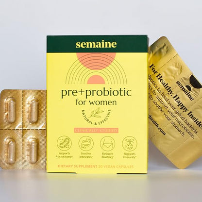 Semaine Super Powered Prebiotic + Probiotic for Women — Clinically Studied (20 ct) | Gut Health & IBS Relief