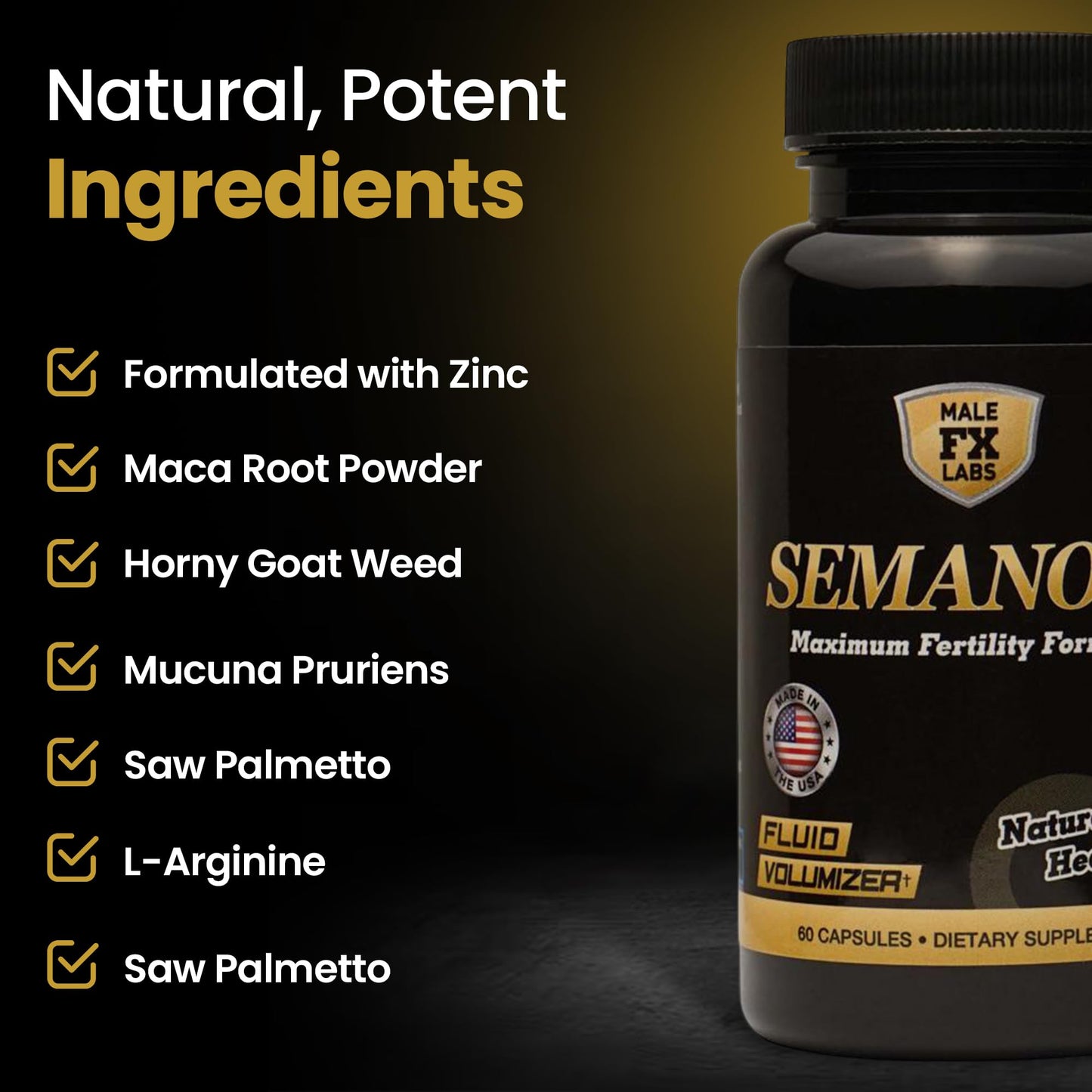 SEMANOID 60 Caps – Maximum Fertility Formula & Semen Volumizer | Male Prenatal Vitamin