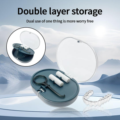 SENLIN DENTAL 2PCS Double-Layer Retainer Case with Built-in Mirror & Removal Tool