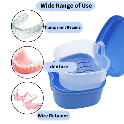 SENLIN DENTAL 2pc Denture Bath Retainer Case – Portable Strainer Basket Cups (Purple & Pink)