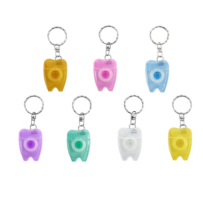 SENLIN DENTAL 20PCS Dental Floss Keychain – Portable Mint Tooth-Shaped Floss Box, 15m Length
