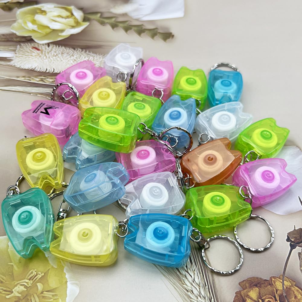 SENLIN DENTAL 10PCS Floss Keychain – Portable Mint Tooth-Shaped Floss Box